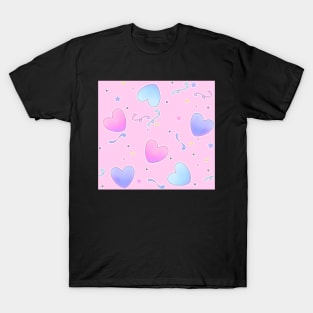 Fairy Kei Hearts on Pink T-Shirt